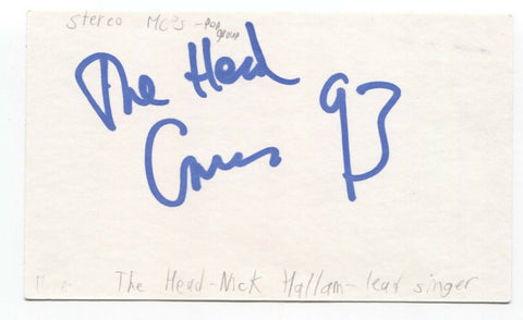 Stereo MC's - The Head - Nick Hallam Signed 3x5 Index Card Autographed Signature