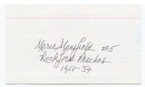 Marie Mansfield Signed 3x5 Index Card Autographed Signature Baseball AAGPBL