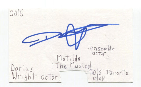 Darius Wright Signed 3x5 Index Card Autograph Actor FBI Matilda