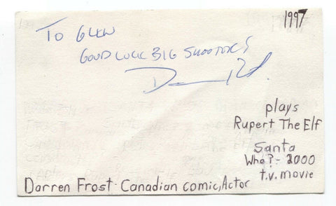 Darren Frost Signed 3x5 Index Card Autograph Signature Actor Comedian