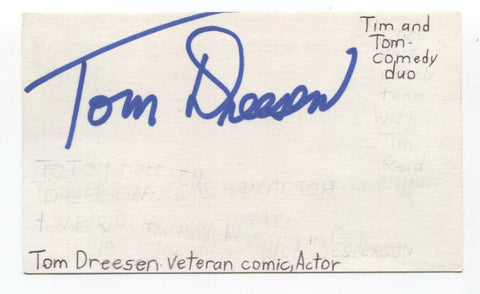 Tom Dreesen Signed 3x5 Index Card Autograph Signature Actor Comedian