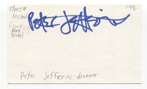 Mecca Normal - Peter Jeffries Signed 3x5 Index Card Autographed Signature