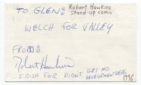 Robert Hawkins Signed 3x5 Index Card Autographed Signature Comedian Comic Actor