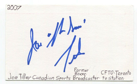 Joe Tilley Signed 3x5 Index Card Autographed Boxing Broadcaster Journalist