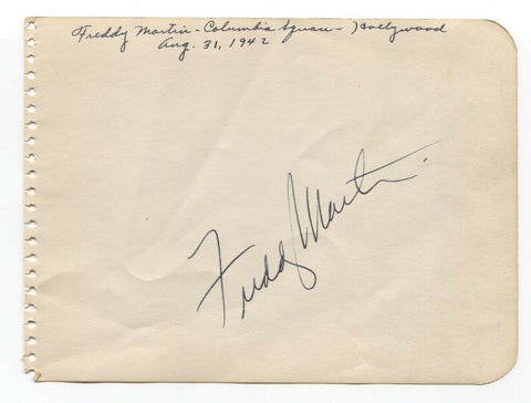 Freddy Martin Signed Album Page Autographed 1942 Signature