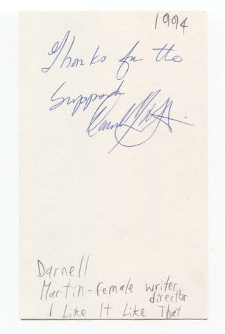 Darnell Martin Signed 3x5 Index Card Autographed Director The Walking Dead TWD