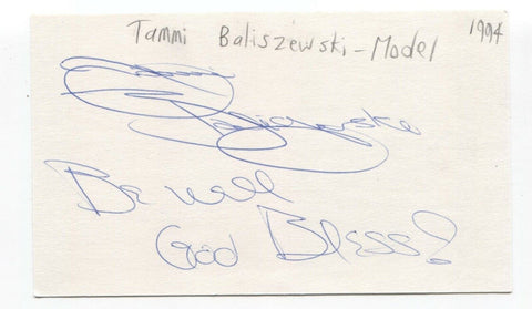 Tammi Baleszewski Signed 3x5 Index Card Autographed Signature Model Author