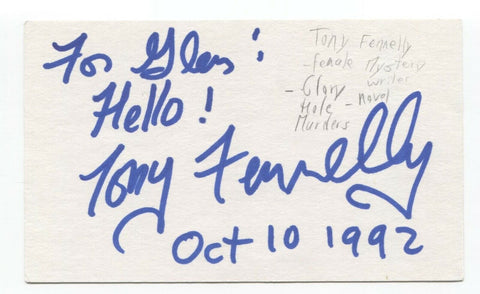 Tony Fennelly Signed 3x5 Index Card Autographed Signature Author Writer