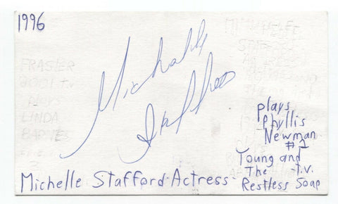 MIchelle Stafford Signed 3x5 Index Card Autographed Signature Actress