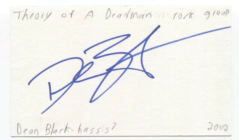 Theory of a Deadman - Dean Back Signed 3x5 Index Card Autographed Signature Band