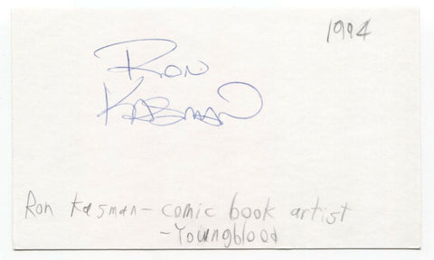 Ron Kasman Signed 3x5 Index Card Autograph Signature Comic Artist Youngblood