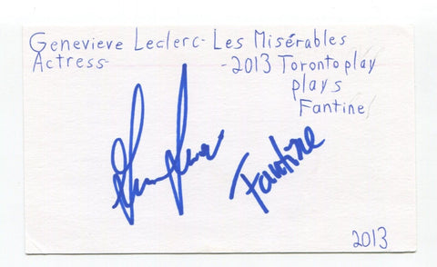 Genevieve Leclerc Signed 3x5 Index Card Autographed Actor Les Miserables