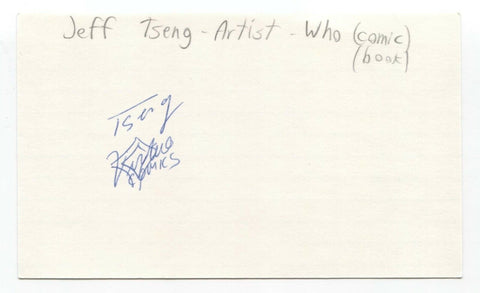 Jeff Tseng Signed Index Card Autograph Signature Comic Book Artist Who