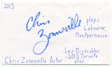 Chris Zonneville Signed 3x5 Index Card Autograph Actor Les Miserables