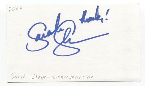 Sarah Slean Signed 3x5 Index Card Autographed Signature Singer Musician