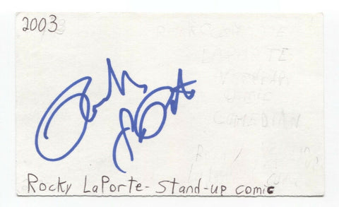 Rocky LaPorte Signed 3x5 Index Card Autographed Signature Actor Comedian