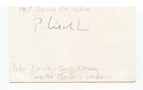 Peter Liechti Signed 3x5 Index Card Autographed Film Director