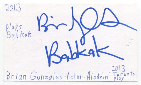 Brian Gonzales Signed 3x5 Index Card Autograph Actor Aladdin Law And Order