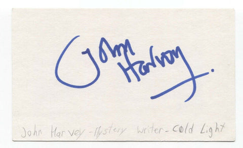 John Harvey Signed 3x5 Index Card Autographed Signature Author Writer