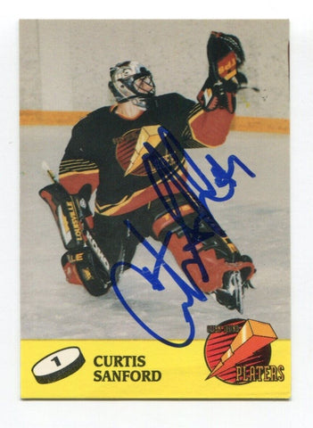 1997- 98 OHL Thrifty Curtis Sanford Signed Card Hockey Autograph AUTO #1