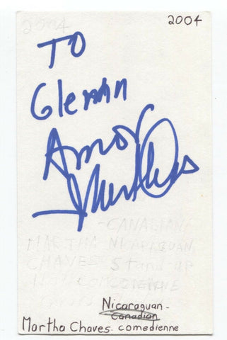 Martha Chaves Signed 3x5 Index Card Autographed Signature Comedian Comic Actor