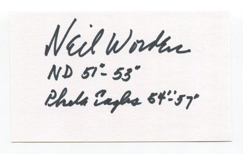 Neil Worden Signed 3x5 Index Card Autographed Football NFL Philadelphia Eagles