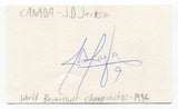 JD Jackson Signed 3x5 Index Card Autographed Basketball French Canada