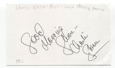 Charles Gibson Signed 3x5 Index Card Autographed Signature Good Morning America