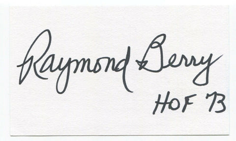 Raymond Berry Signed 3x5 Index Card Autographed Football Colts Hall of Fame