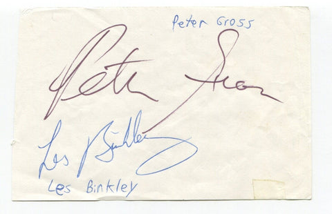 Peter Gross and Les Binkley Signed Cut Auto Autographed Hockey Broadcaster