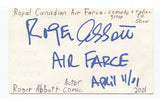 Roger Abbott Signed 3x5 Index Card Autograph Signature Royal Canadian Air Farce