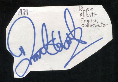 Russ Abbot Signed Cut 3x5 Index Card Autographed Signature Musician Actor