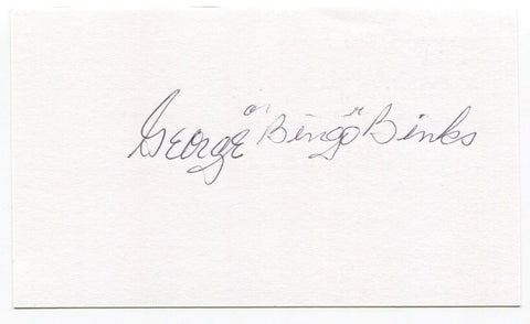 George "Bingo" Binks Signed 3x5 Index Card Autographed Washington Senators MLB