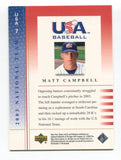 2003 Upper Deck Matt Campbell Signed Card MLB Baseball Autographed #7
