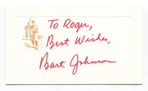 Bart Johnson Signed Card Autographed Baseball MLB Roger Harris Collection