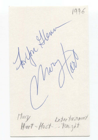 Mary Hart Signed 3x5 Index Card Autographed Signature Entertainment Tonight Host