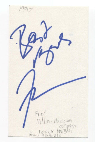 Fred Mollin Signed 3x5 Index Card Autographed Signature Music Composer Actor