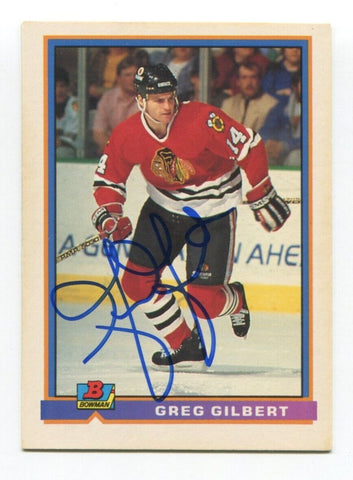 1991 Bowman Greg Gilbert Signed Card Hockey NHL Autograph AUTO #401