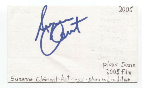 Suzanne Clement Signed 3x5 Index Card Autographed Signature Actress