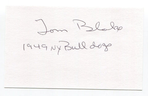 Tom Blake Signed 3x5 Index Card Autographed New York Bulldogs NFL Cincinnati HOF