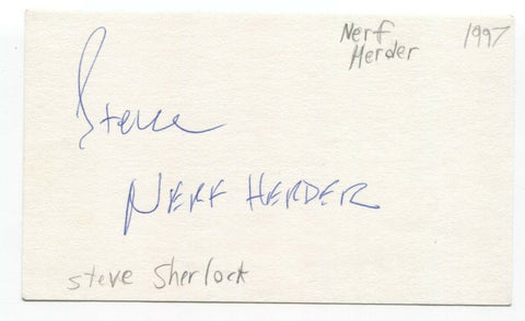 Nerf Herder - Steve Sherlock Signed 3x5 Index Card Autographed Signature