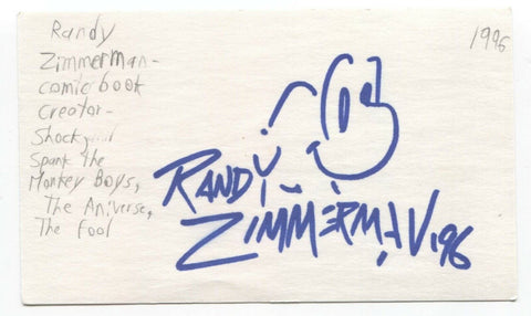 Randy Zimmerman Signed 3x5 Index Card Autographed Comic Book Artist Creator