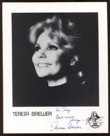 Teresa Brewer Signed 8x10 Photo Autographed Photograph Vintage Signature