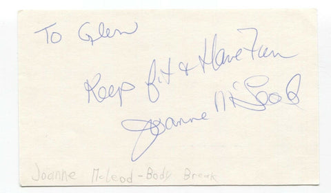 Joanne McLeod Signed 3x5 Index Card Autograph Signature Body Break Coach