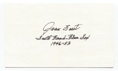 Jean Faut Signed 3x5 Index Card Autographed Baseball AAGPBL