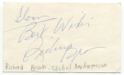 Richard Brown Signed 3x5 Index Card Autographed Canadian Journalist Newscaster