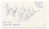 Forsester Sisters- Christy Forester Signed 3x5 Index Card Autographed Signature 