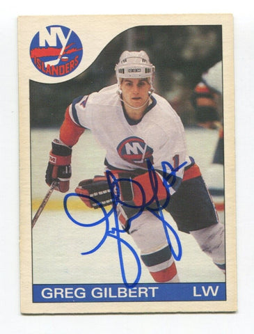 1985 O-Pee-Chee Greg Gilbert Signed Card Hockey NHL Autograph AUTO #126 Islander