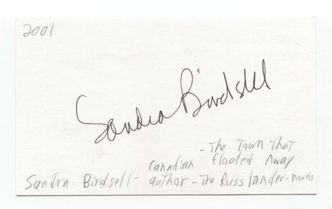 Sandra Birdsell Signed 3x5 Index Card Autographed Signature Author Writer