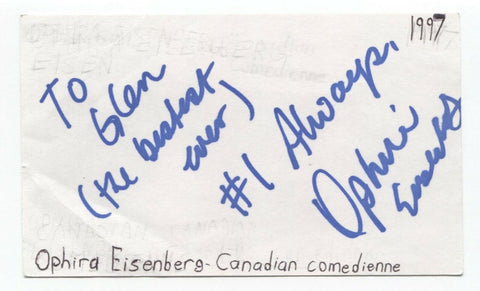 Ophira Eisenberg Signed 3x5 Index Card Autographed Signature Comedian Comic